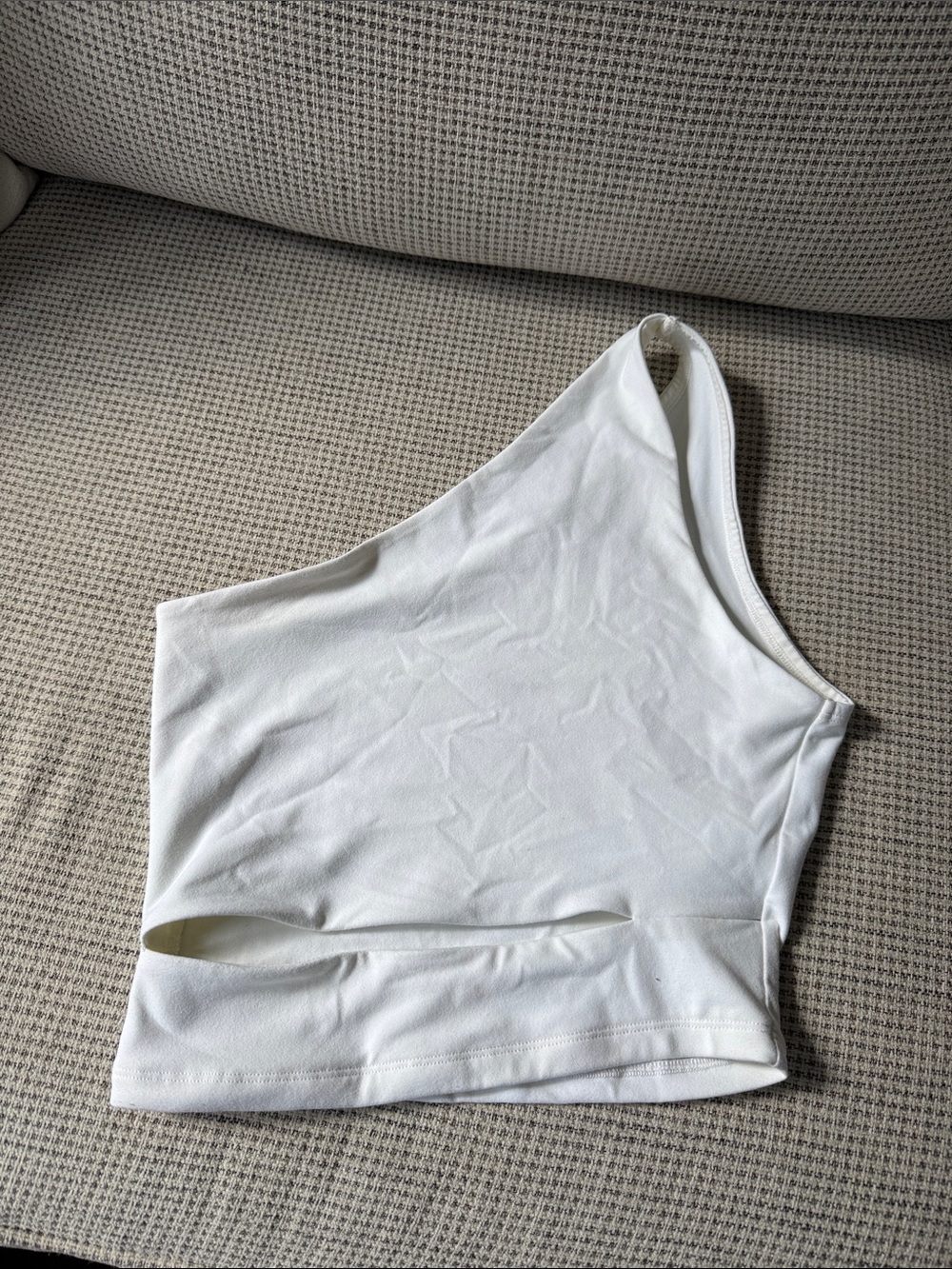 Abercrombie & Fitch Asymmetric One-Shoulder White Crop Top